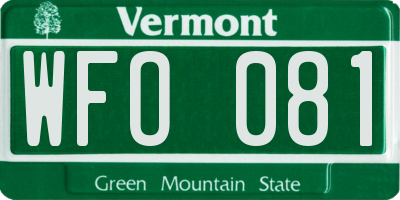 VT license plate WFO081