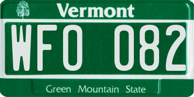VT license plate WFO082
