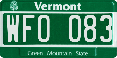 VT license plate WFO083