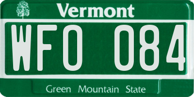 VT license plate WFO084