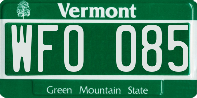 VT license plate WFO085