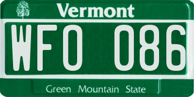 VT license plate WFO086