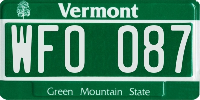 VT license plate WFO087