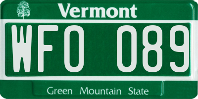 VT license plate WFO089