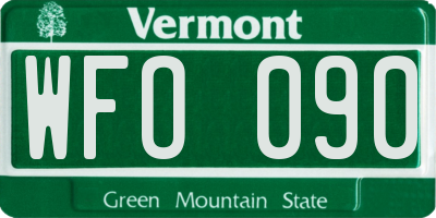 VT license plate WFO090