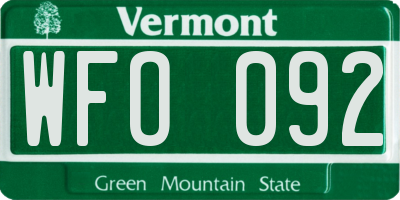 VT license plate WFO092