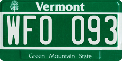 VT license plate WFO093