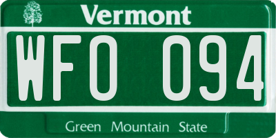 VT license plate WFO094