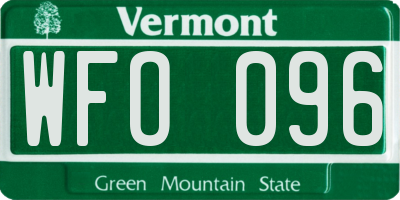 VT license plate WFO096