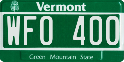 VT license plate WFO400