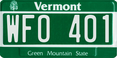 VT license plate WFO401