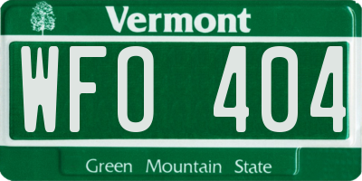 VT license plate WFO404