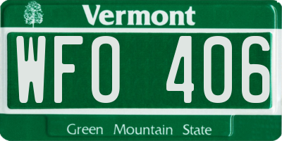 VT license plate WFO406