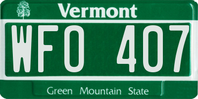 VT license plate WFO407
