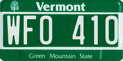 VT license plate WFO410