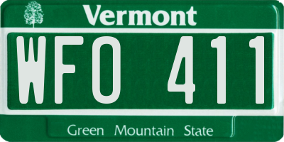 VT license plate WFO411