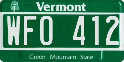 VT license plate WFO412