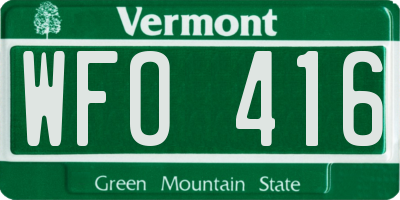 VT license plate WFO416