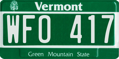 VT license plate WFO417