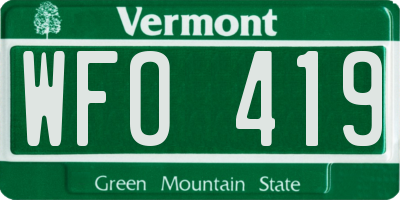 VT license plate WFO419