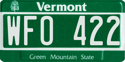 VT license plate WFO422