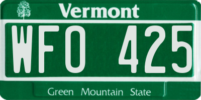 VT license plate WFO425