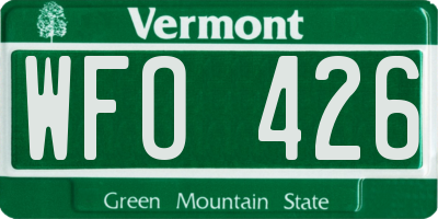 VT license plate WFO426