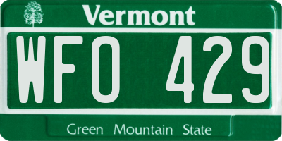 VT license plate WFO429