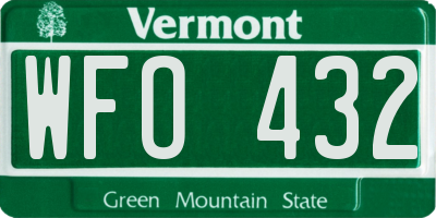 VT license plate WFO432