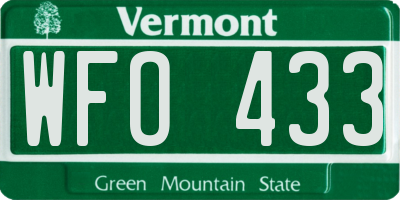 VT license plate WFO433
