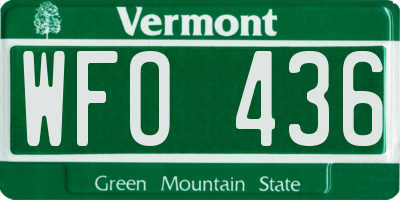VT license plate WFO436