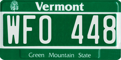 VT license plate WFO448