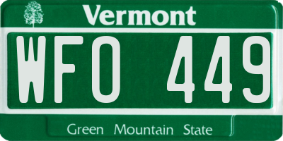 VT license plate WFO449