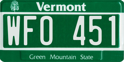 VT license plate WFO451