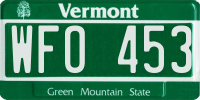 VT license plate WFO453