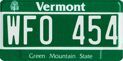 VT license plate WFO454