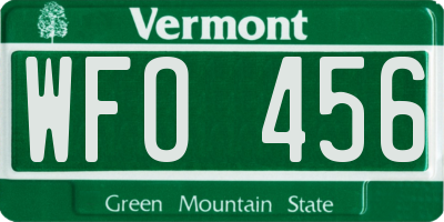 VT license plate WFO456