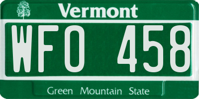 VT license plate WFO458