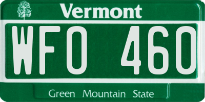 VT license plate WFO460
