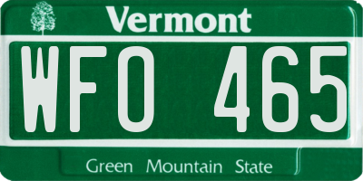 VT license plate WFO465