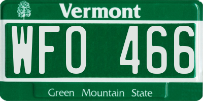 VT license plate WFO466