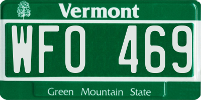 VT license plate WFO469
