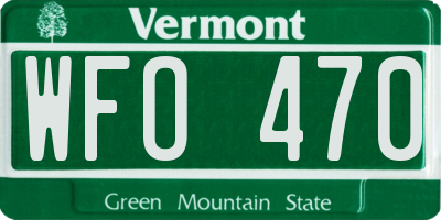 VT license plate WFO470