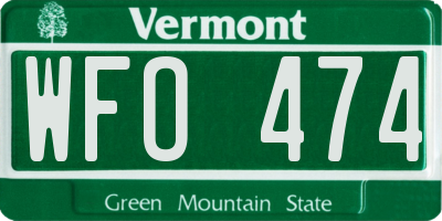VT license plate WFO474