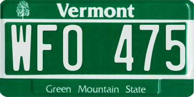 VT license plate WFO475