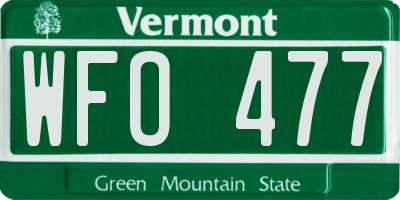 VT license plate WFO477