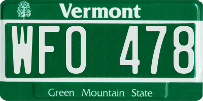 VT license plate WFO478
