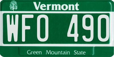 VT license plate WFO490