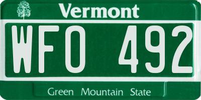 VT license plate WFO492