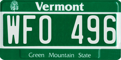 VT license plate WFO496